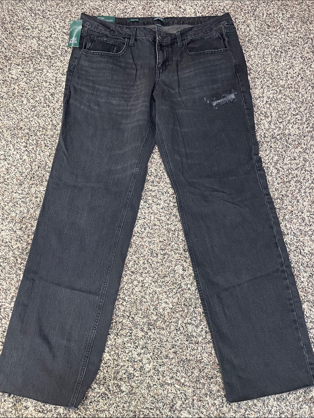 Grungy Wild Fable Black Wash Distressed Mid Rise Straight Jeans Size 14 NWT